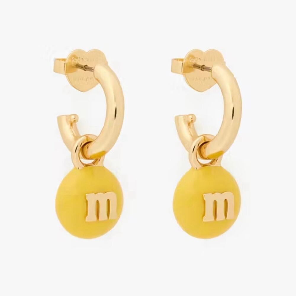 Kate Spade M&M's Yellow Charm Huggies Cuff Earrings